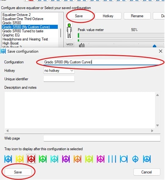 Peace save config dialog